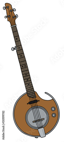 Hand drawing of a modern electric five strings banjo