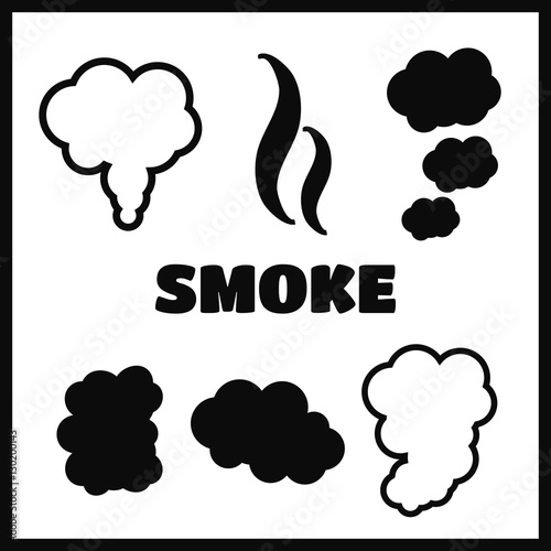 Steam, cloud and smoke vector icons set