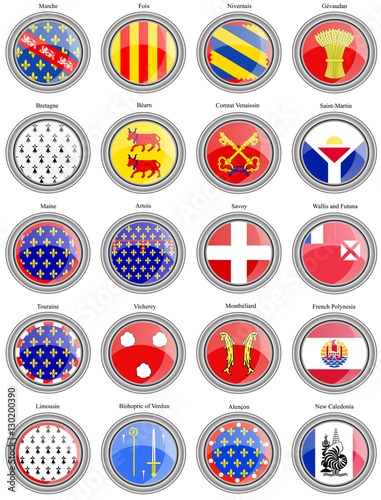 Set of icons. Regions of France flags. photo