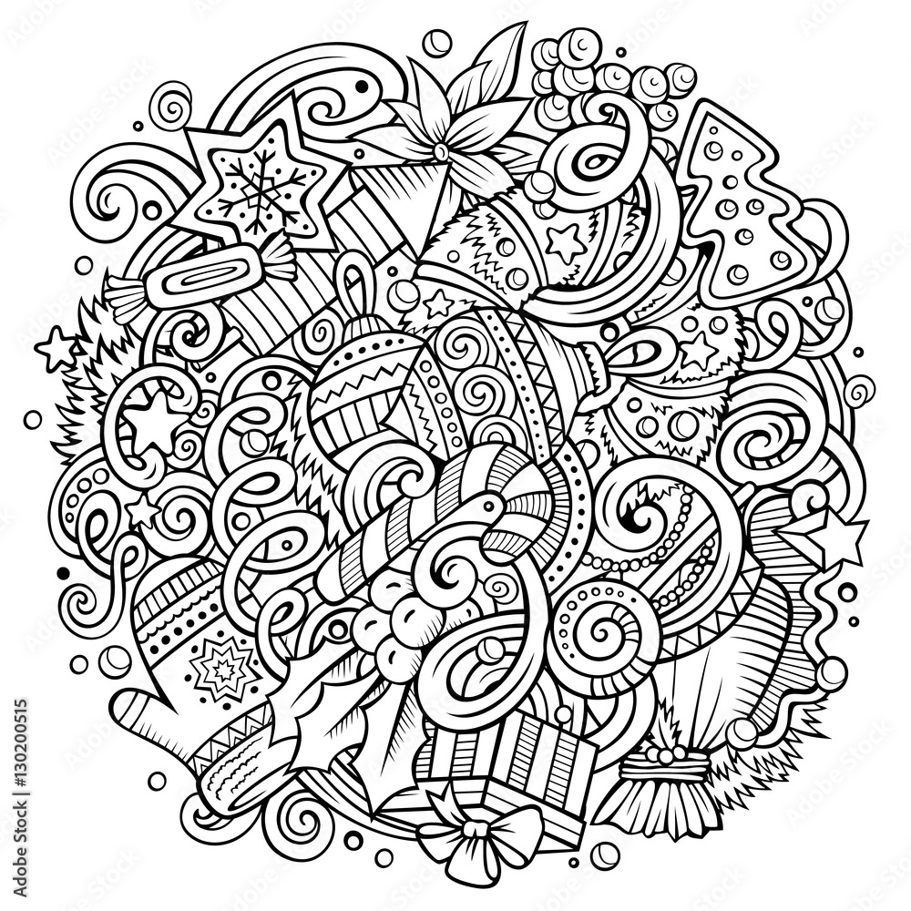 Cartoon cute doodles New Year illustration Cartoon cute doodles New Year illustration