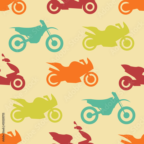 Retro motorcycle seamless pattern