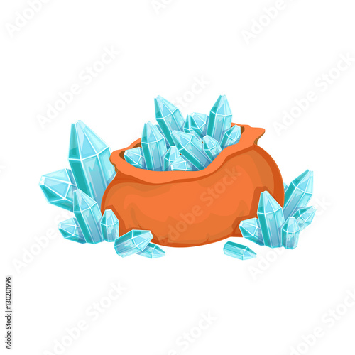 Big Sack Of Blue Grystal Gems, Hidden Treasure And Riches For Reward In Flash Came Design Variation