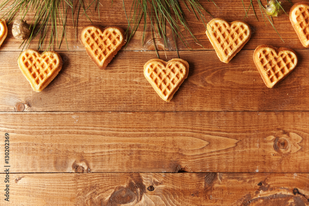 wooden background with cookies wooden background with cookies