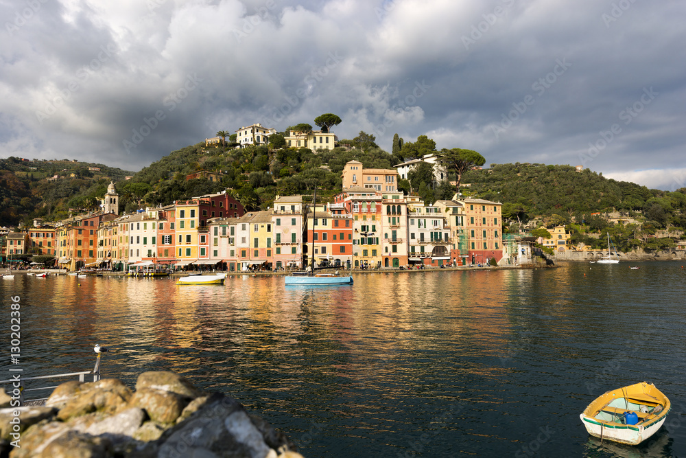 The harbour of Portofino with the colorful houses. Genova, Liguria, Italy