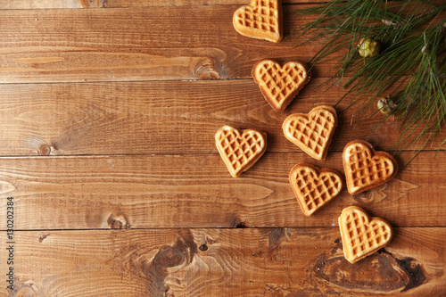 wooden background with cookies