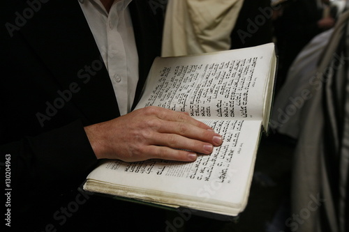 Sukhot celebration in the sukha of the Eastern Parkway Lubavitch Synagogue in Brooklyn, New York