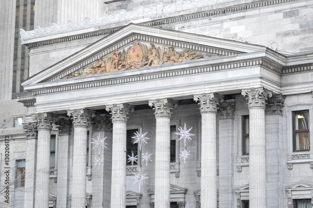 Obraz premium Christmas decoration with snowflakes in Montreal old port