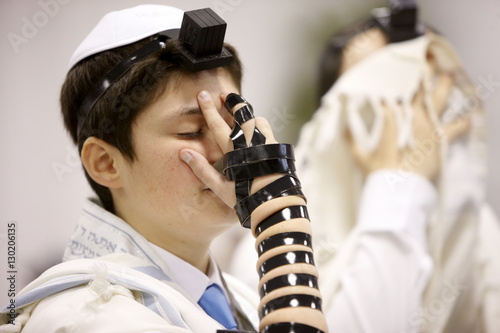 Bar Mitzvah in a synagogue, Paris, France photo