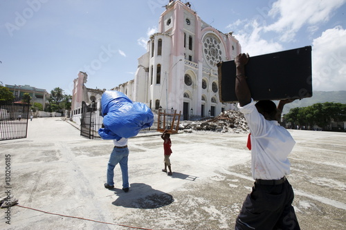 Port au Prince cathedral damaged by the 2010 earthquake, Port au Prince, Haiti photo