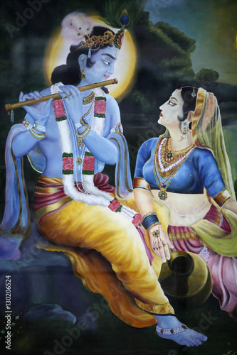 Picture of Hindu gods Krishna and Rada photo