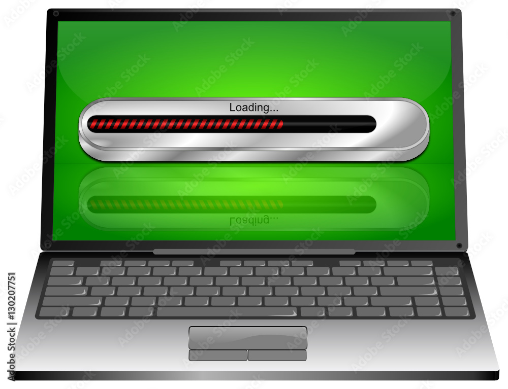 Laptop computer with Loading bar - 3D illustration Laptop computer with Loading bar - 3D illustration