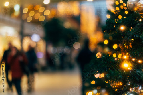 christmas time and tree in a blurred visual  in a commercial centre  Berlin
