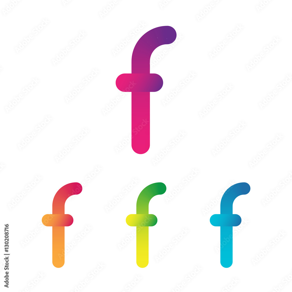 Letter F vector unusual bold rounded font. Gradient Letter F vector unusual bold rounded font. Gradient