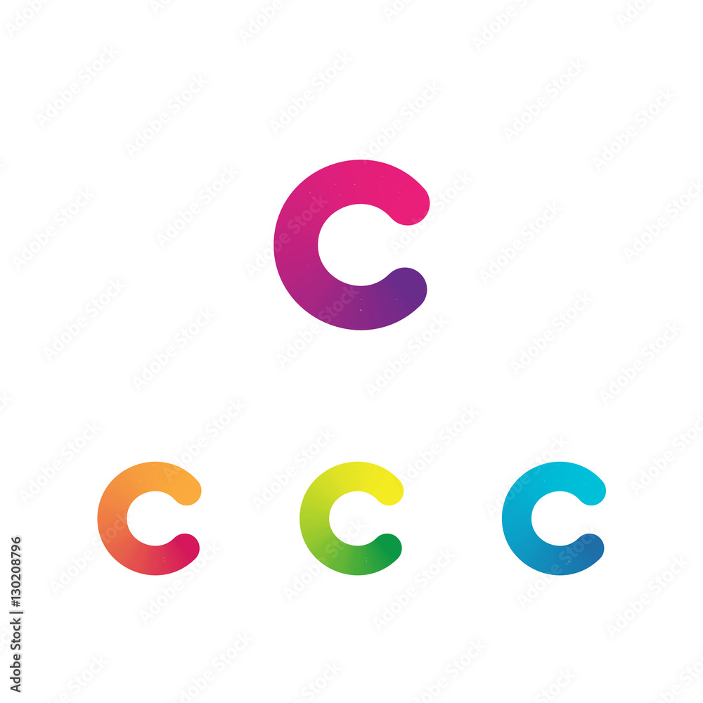 Letter C vector unusual bold rounded font. Gradient Letter C vector unusual bold rounded font. Gradient