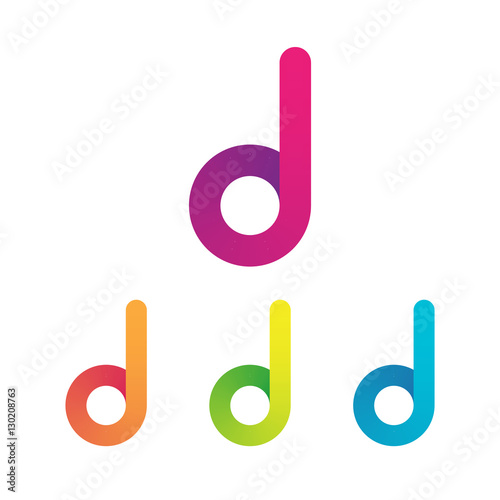 Letter D vector unusual bold rounded font. Gradient