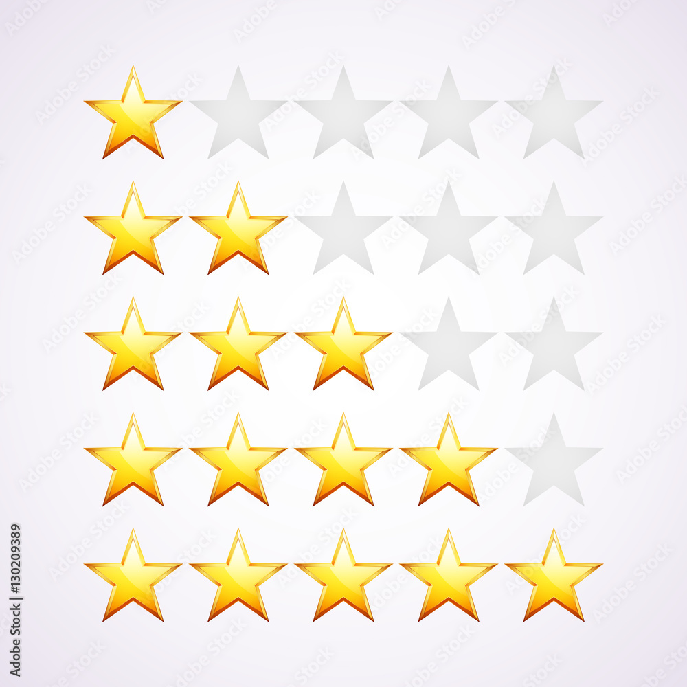 Set of Gold stars, vector illustration, isolated on white Set of Gold stars, vector illustration, isolated on white