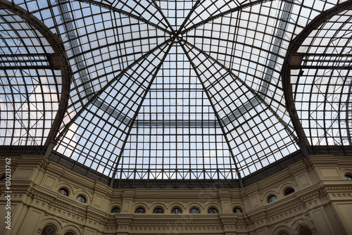 Lines of a glass roof  Moscow  Russia