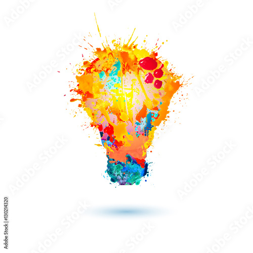 Light lamp icon. Splash paint