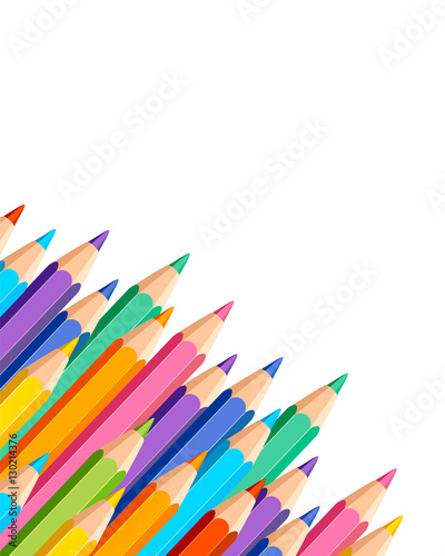 White background with colored pencils