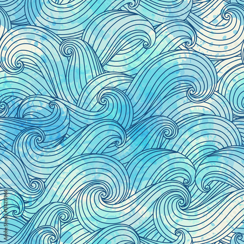 Background with waves. Freehand drawing