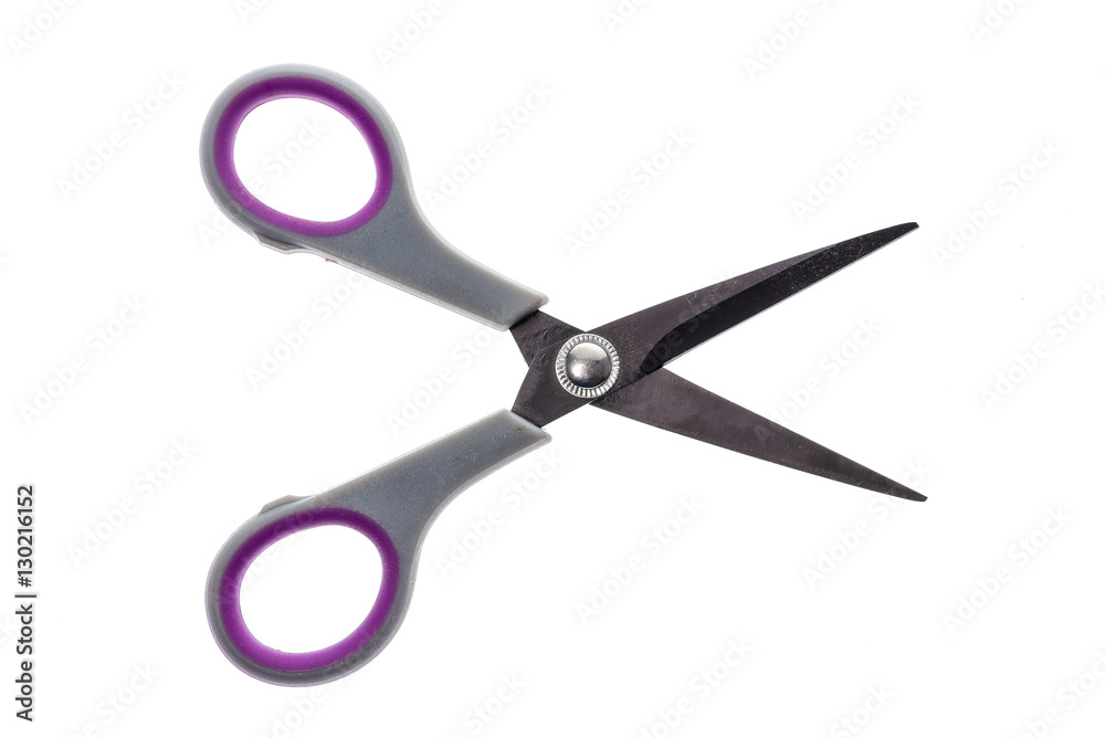 Office or sewing scissors utensil isolated on white background. Office or sewing scissors utensil isolated on white background.