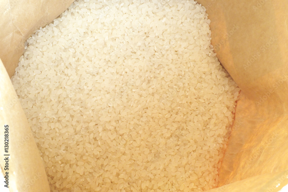 White rice in paper bag White rice in paper bag