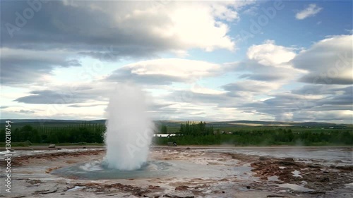 Wallpaper Mural Handheld footage of famous Strokkur geyser in Iceland. Geyser Strokkur in beautiful evening light. Torontodigital.ca