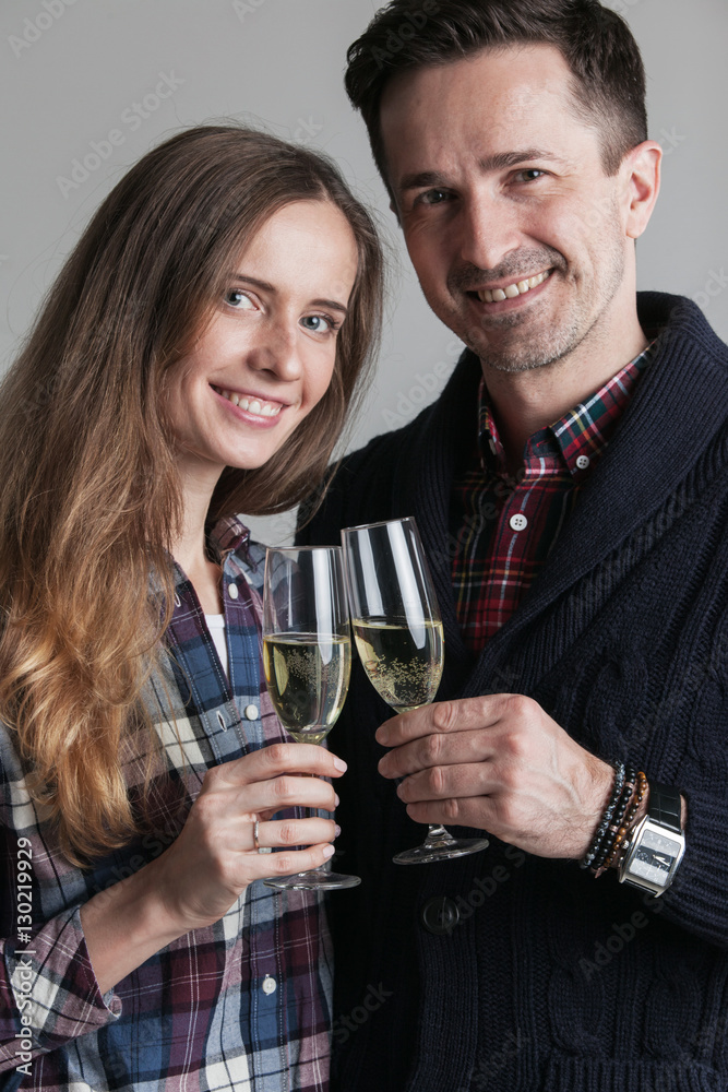 Couple clinking champagne Couple clinking champagne
