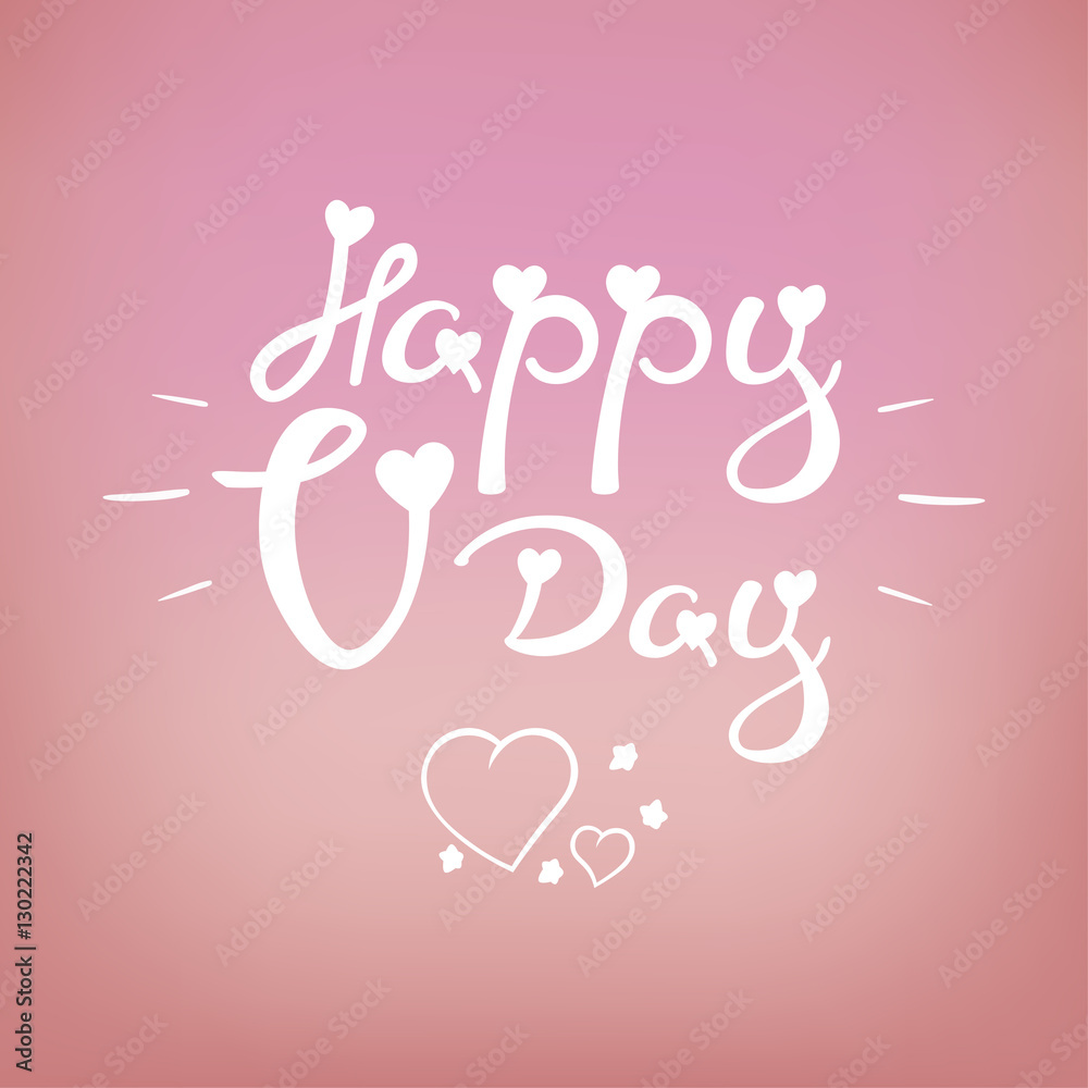 Vector Calligraphic phrase for your design: Happy V-Day. Graphic illustrations for posters or postcards.