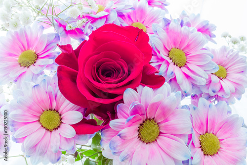 Bouquet of roses and chrysanthemums 