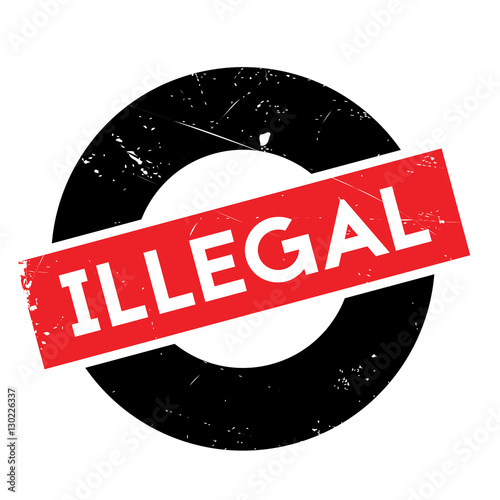 Illegal rubber stamp. Grunge design with dust scratches. Effects can be easily removed for a clean, crisp look. Color is easily changed.