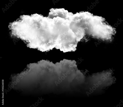Cloud and its reflection isolated over black background
