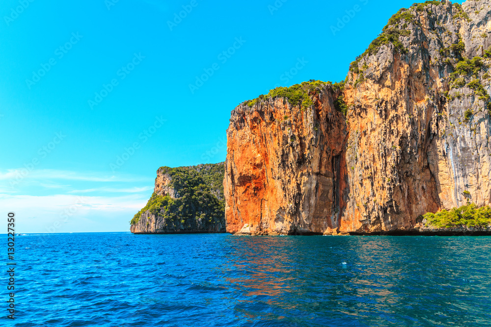 Maya bay Phi Phi Islands andaman sea Krabi, South of Thailand.
