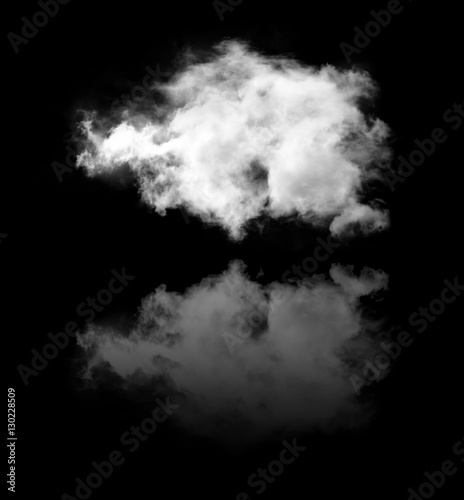 Cloud with its reflection over black background