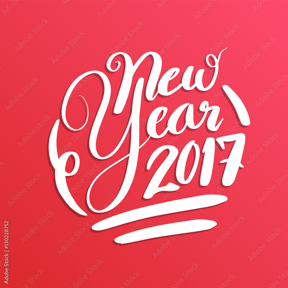 Happy New Year, lettering Greeting Card design text. Vector illu