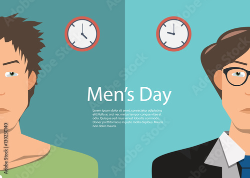stock vector business man in work time and after work with contrast style