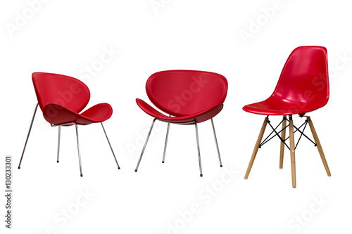 Red chairs. Part 2. Isolated, white background.