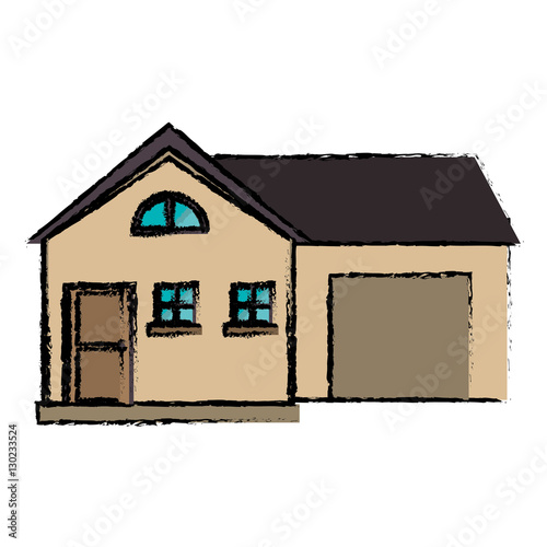 drawing house modern style with garage vector illustration eps 10 photo