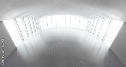 Large hall in wide perspective. Vector illustration.