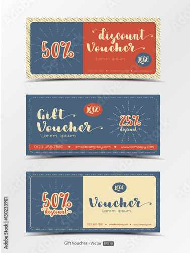 Vintage style gift voucher, discount voucher template- vector