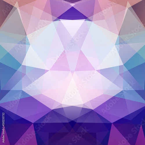 Geometric pattern, polygon triangles vector background in violet and blue tones. Illustration pattern