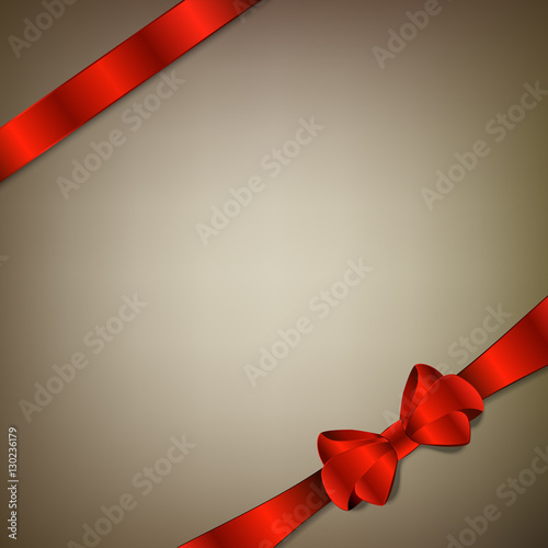 Red Bow And Ribbon. Vector Holiday Illustration. Decoration Elem