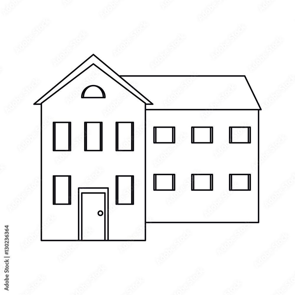 big house and many windows outline vector illustration eps 10