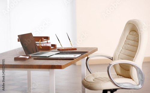 Notary  workplace with laptop