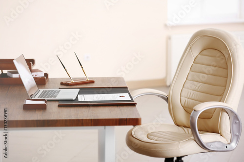 Notary  workplace with laptop