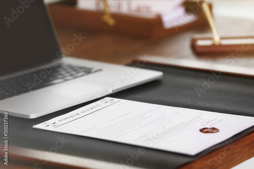 Notary workplace with lapto...
