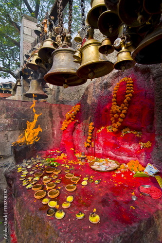 Luck bells for the pilgrims in the Kamakhya Hindu temple, Guwahati, Assam photo