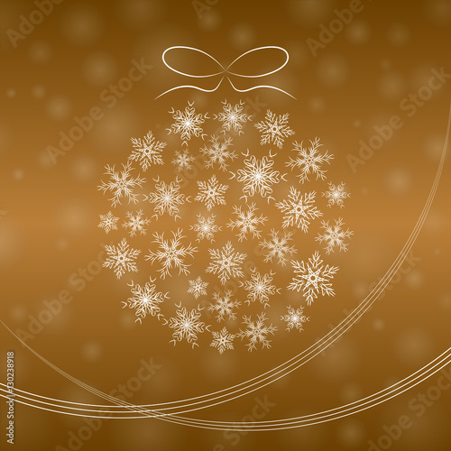 ball of snowflakes, gold background