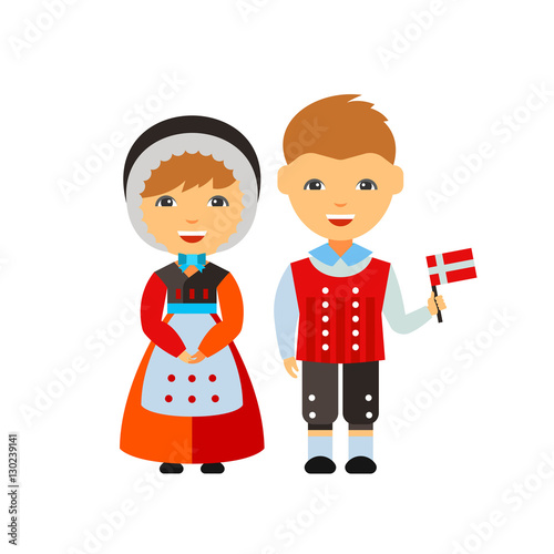 Dane couple in national dress vector icon