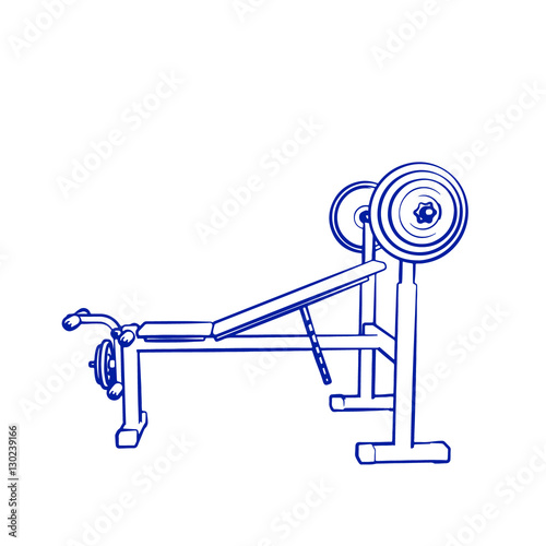 Exercise machine.Isolated on white background.Vector outline ill